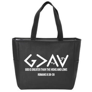 God Is Greater Romans 3:38 Zip Tote Bag