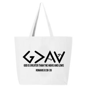 God Is Greater Romans 3:38 25L Jumbo Tote