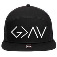 God is Greater Than Our Highs And Lows 7 Panel Mesh Trucker Snapback Hat