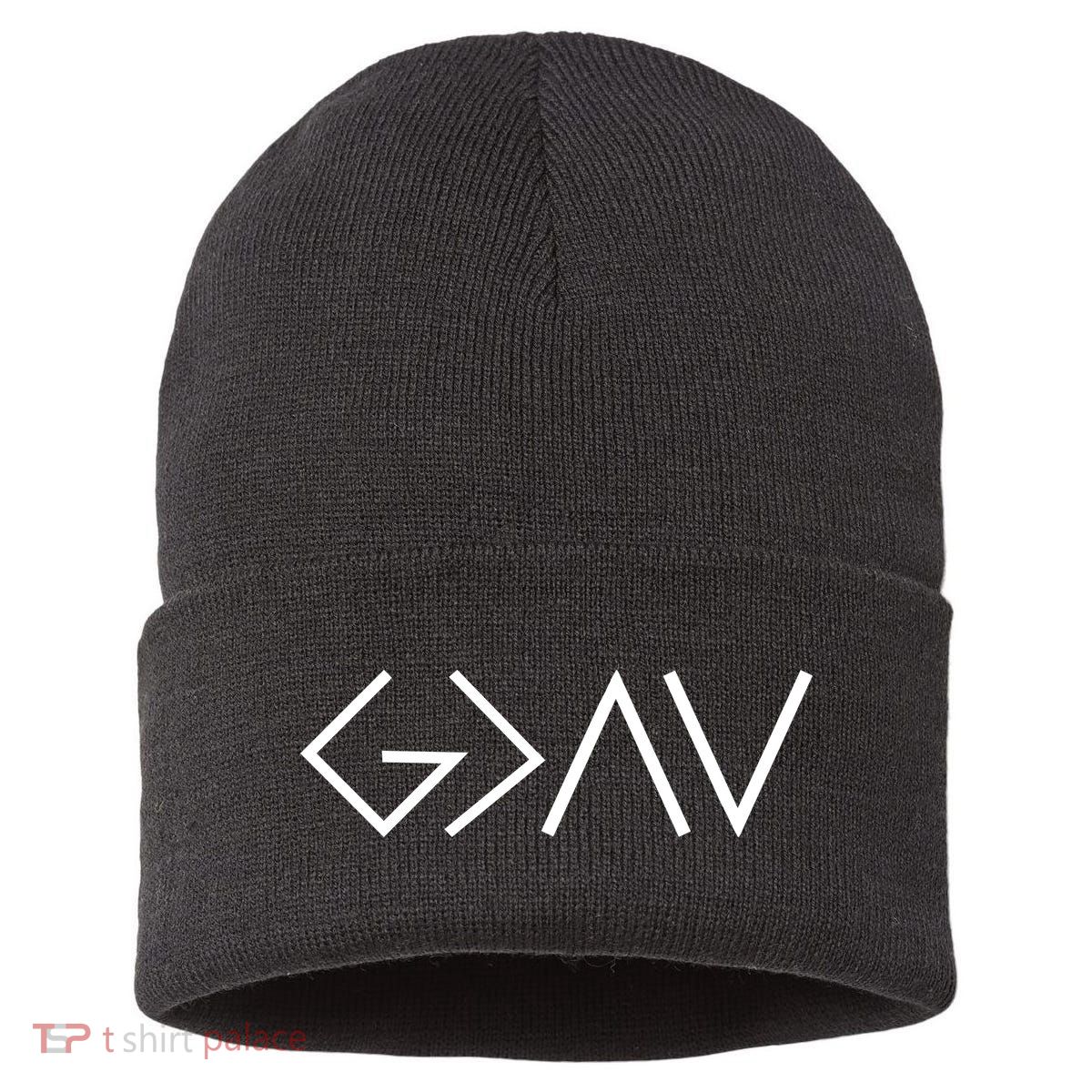 God is Greater Than Our Highs And Lows Sustainable Knit Beanie