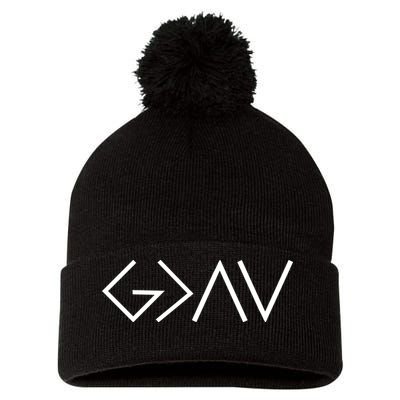 God is Greater Than Our Highs And Lows Pom Pom 12in Knit Beanie
