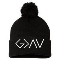 God is Greater Than Our Highs And Lows Pom Pom 12in Knit Beanie