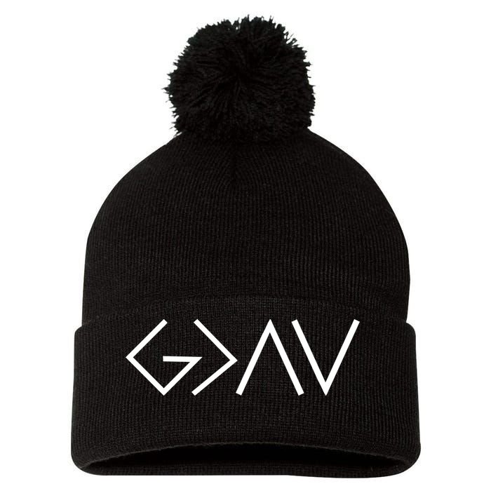God is Greater Than Our Highs And Lows Pom Pom 12in Knit Beanie