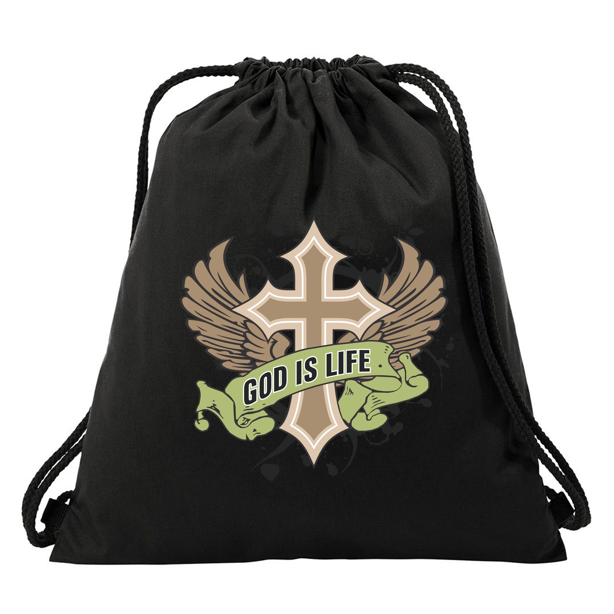 God is Life Drawstring Bag