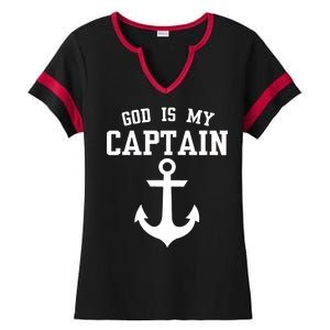 God Is My Captain Ladies Halftime Notch Neck Tee