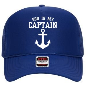 God Is My Captain High Crown Mesh Back Trucker Hat