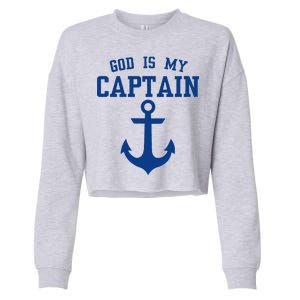 God Is My Captain Cropped Pullover Crew