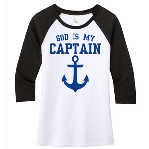 God Is My Captain Women's Tri-Blend 3/4-Sleeve Raglan Shirt