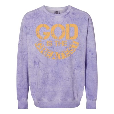 GOD is the Greatest Army Stamp Print Colorblast Crewneck Sweatshirt