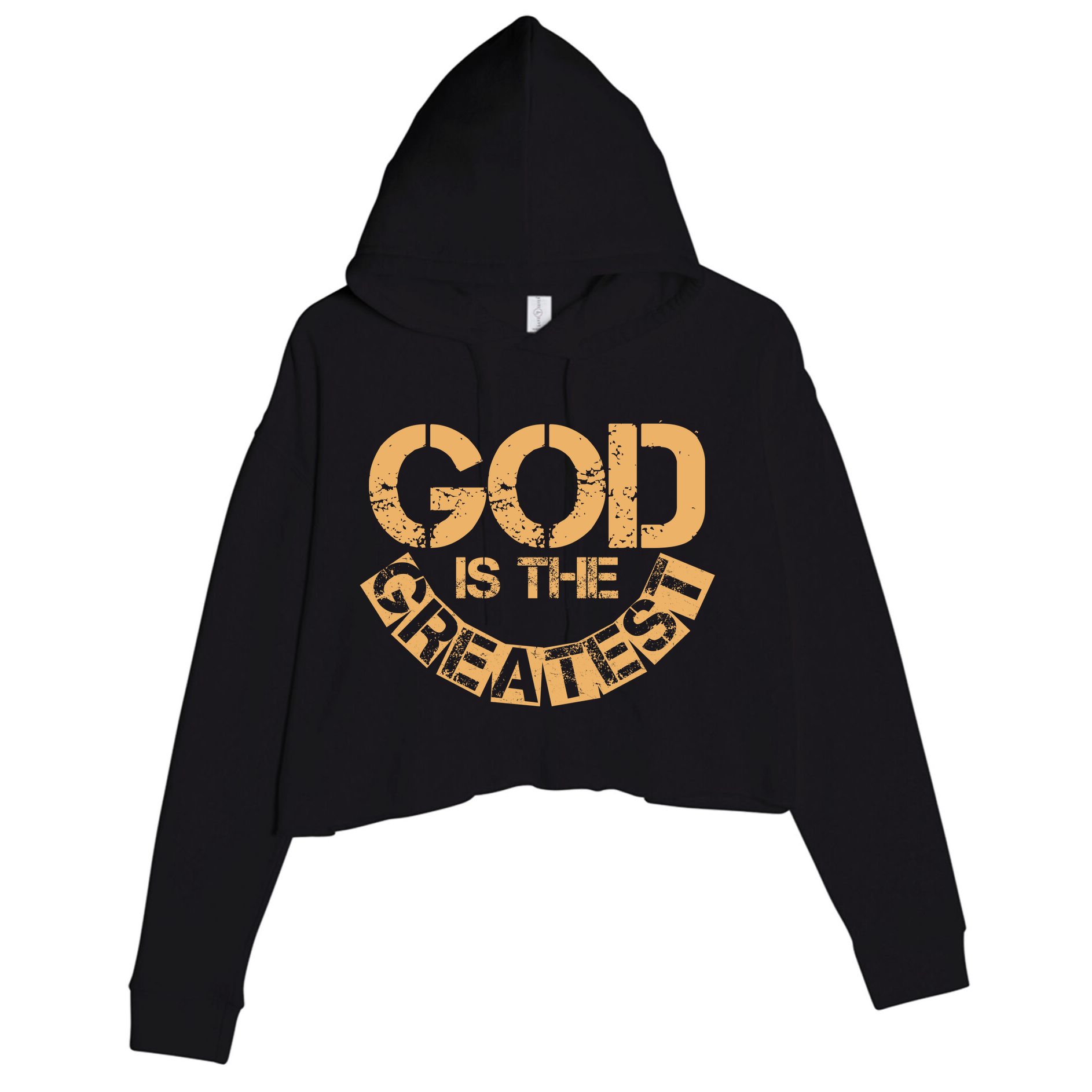 GOD is the Greatest Army Stamp Print Crop Fleece Hoodie