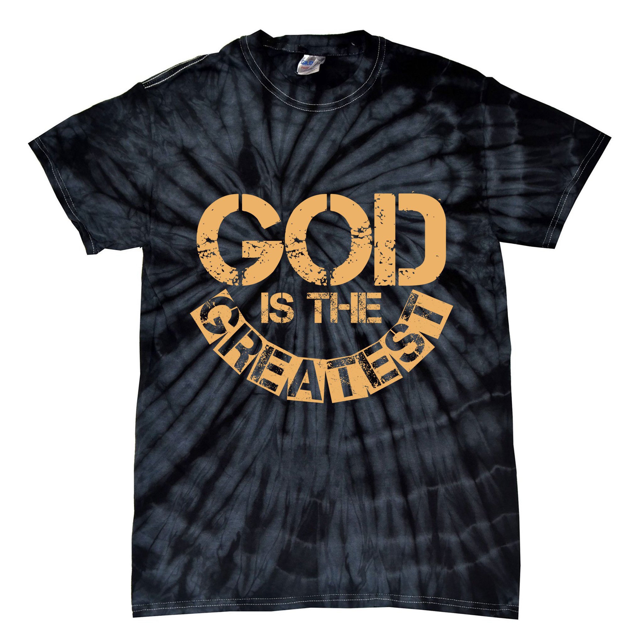 GOD is the Greatest Army Stamp Print Tie-Dye T-Shirt