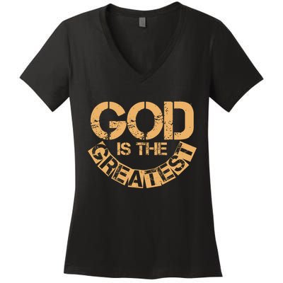GOD is the Greatest Army Stamp Print Women's V-Neck T-Shirt