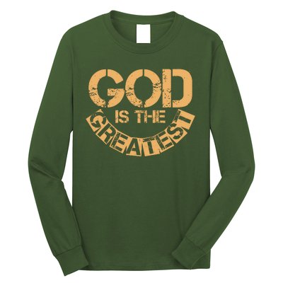 GOD is the Greatest Army Stamp Print Long Sleeve Shirt