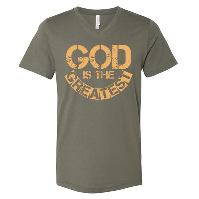 GOD is the Greatest Army Stamp Print V-Neck T-Shirt