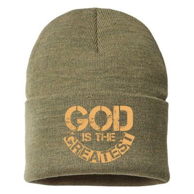 GOD is the Greatest Army Stamp Print Sustainable Knit Beanie