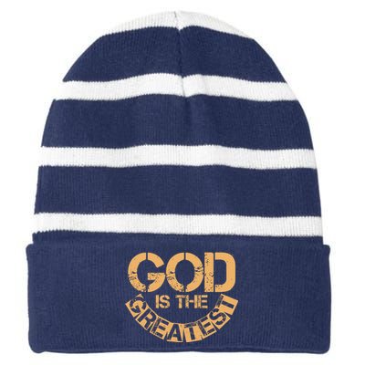 GOD is the Greatest Army Stamp Print Striped Beanie with Solid Band