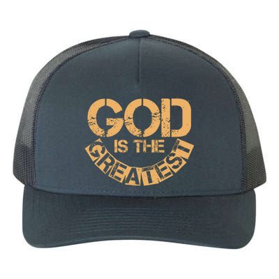 GOD is the Greatest Army Stamp Print Yupoong Adult 5-Panel Trucker Hat