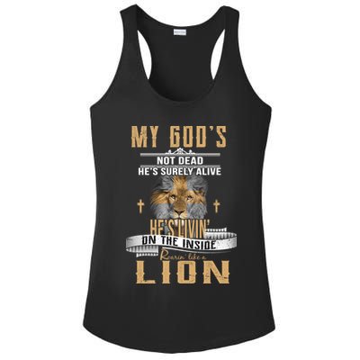 God Living On The Inside Roaring Like A Lion Ladies PosiCharge Competitor Racerback Tank