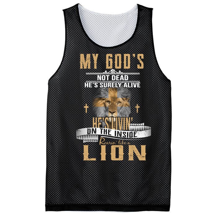 God Living On The Inside Roaring Like A Lion Mesh Reversible Basketball Jersey Tank