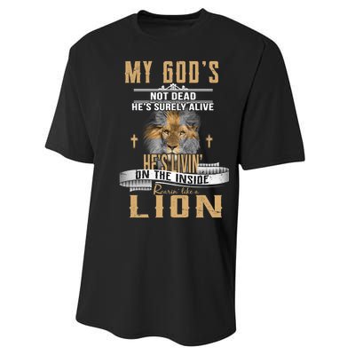 God Living On The Inside Roaring Like A Lion Performance Sprint T-Shirt