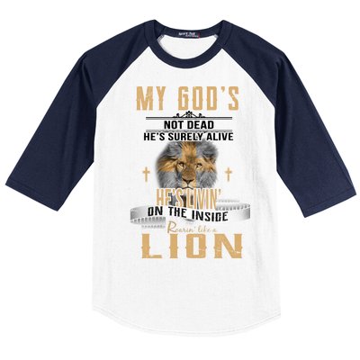 God Living On The Inside Roaring Like A Lion Baseball Sleeve Shirt