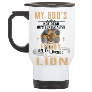 God Living On The Inside Roaring Like A Lion Stainless Steel Travel Mug