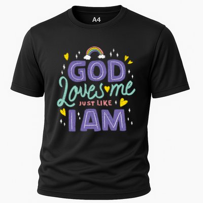 God Loves Me Just Like I Am Cooling Performance Crew T-Shirt