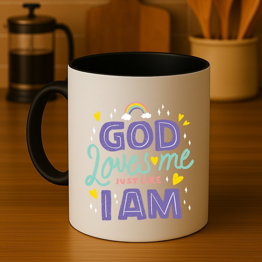 God Loves Me Just Like I Am Mug