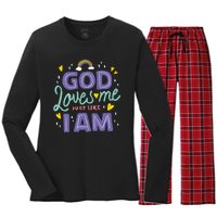 God Loves Me Just Like I Am Women's Long Sleeve Flannel Pajama Set 