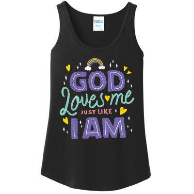 God Loves Me Just Like I Am Ladies Essential Tank