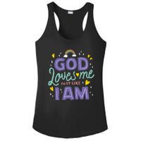 God Loves Me Just Like I Am Ladies PosiCharge Competitor Racerback Tank