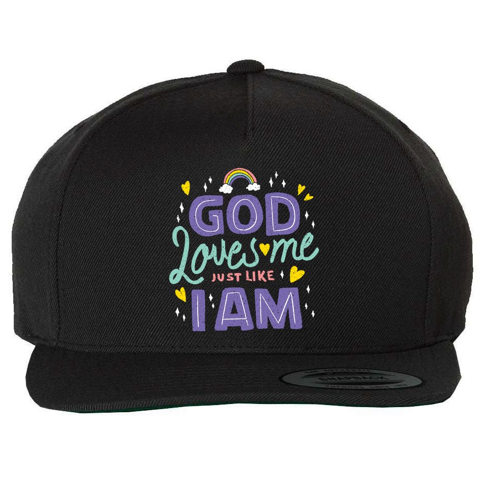 God Loves Me Just Like I Am Wool Snapback Cap