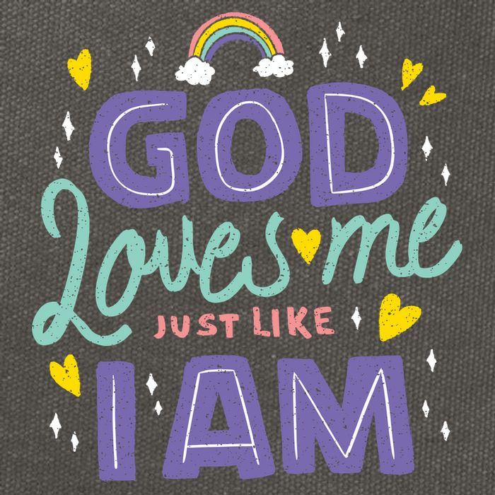 God Loves Me Just Like I Am Cotton Canvas Backpack