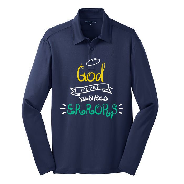 God Never Makes Errors Silk Touch Performance Long Sleeve Polo