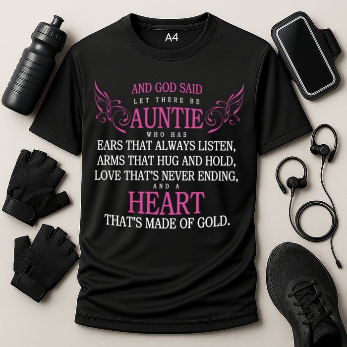 God Said Let There Be Auntie Cooling Performance Crew T-Shirt