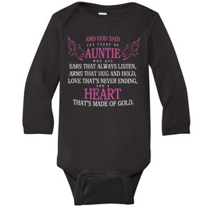 God Said Let There Be Auntie Baby Long Sleeve Bodysuit