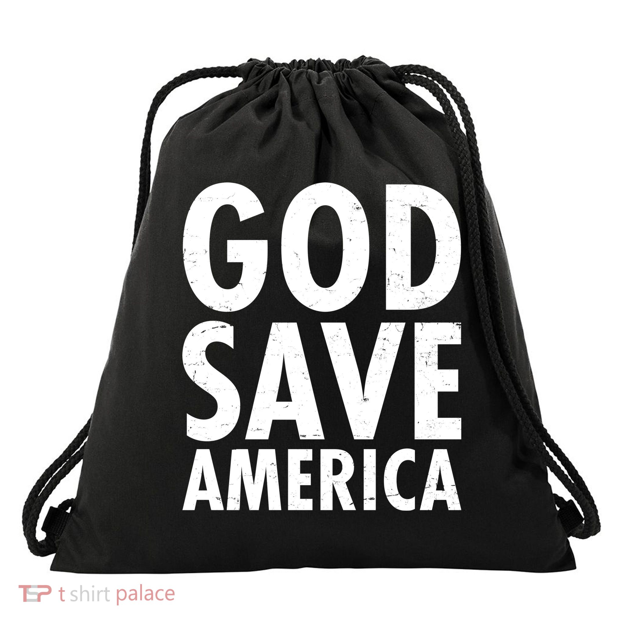 God Save America USA Religious Drawstring Bag