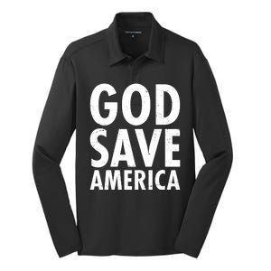 God Save America USA Religious Silk Touch Performance Long Sleeve Polo