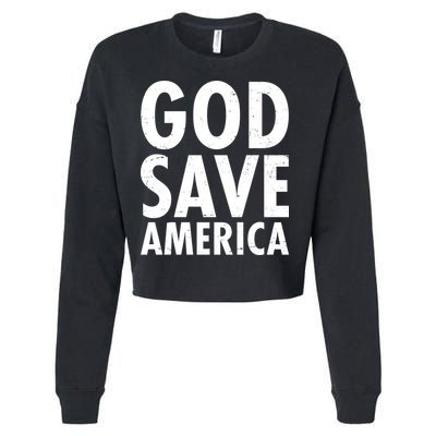 God Save America USA Religious Cropped Pullover Crew