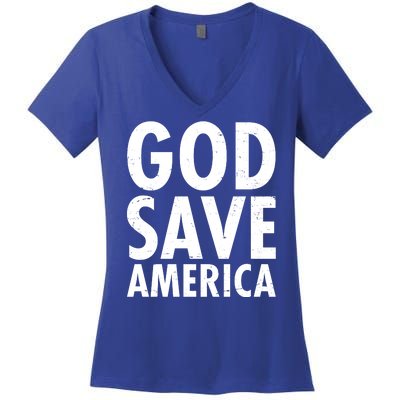 God Save America USA Religious Women's V-Neck T-Shirt