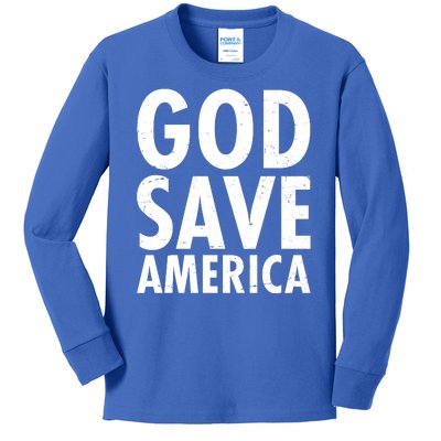 God Save America USA Religious Kids Long Sleeve Shirt