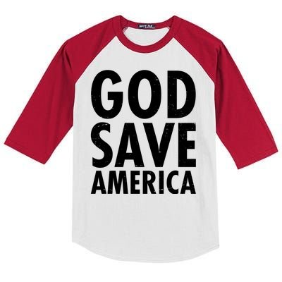 God Save America USA Religious Kids Colorblock Raglan Jersey