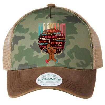 God Says I Am Praying Black Woman Legacy Tie Dye Trucker Hat