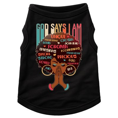 God Says I Am Praying Black Woman Doggie Tank