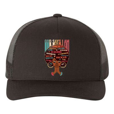 God Says I Am Praying Black Woman Yupoong Adult 5-Panel Trucker Hat