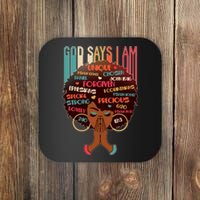 God Says I Am Praying Black Woman Coaster