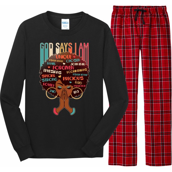 God Says I Am Praying Black Woman Long Sleeve Pajama Set