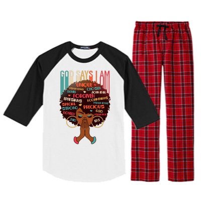 God Says I Am Praying Black Woman Raglan Sleeve Pajama Set