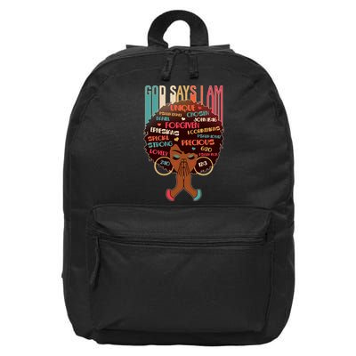 God Says I Am Praying Black Woman 16 in Basic Backpack