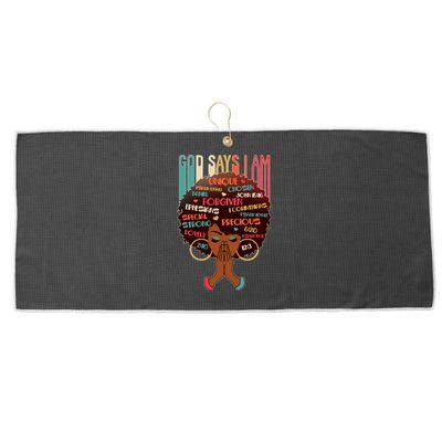 God Says I Am Praying Black Woman Large Microfiber Waffle Golf Towel